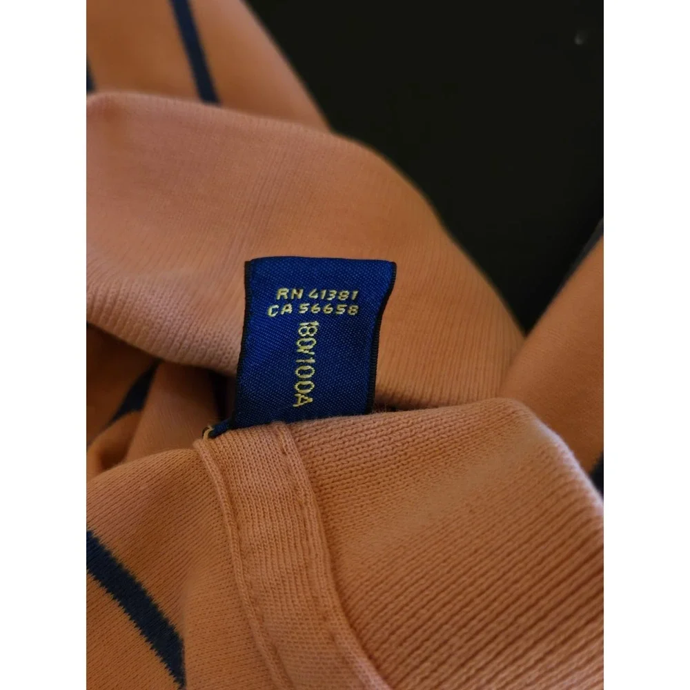 Polo Ralph Lauren Mens Large‎ Classic Fit Orange With Blue Stripes